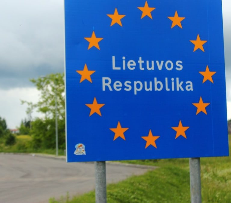 Border sign of Lithuania.